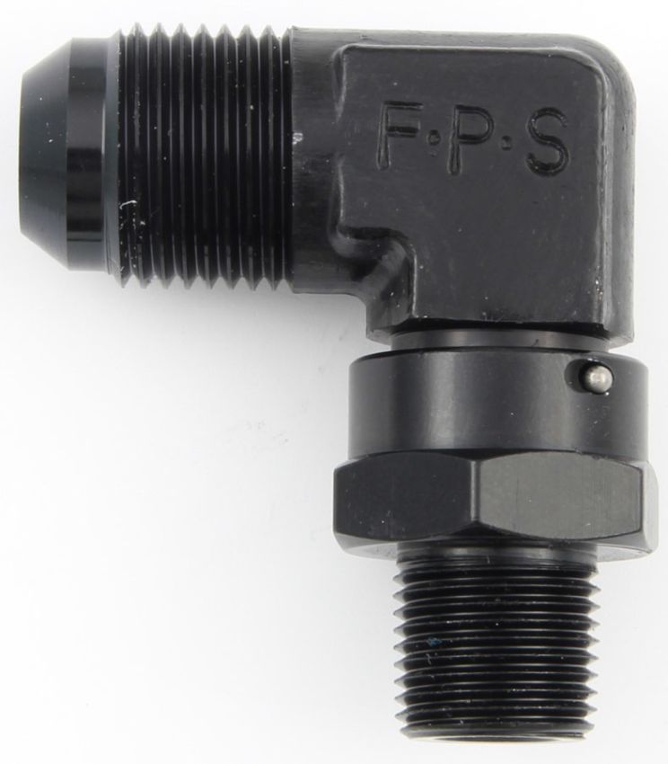 FRAGOLA FRG499107-BL #8 x 1/4 MPT 90 Deg Swivel Adapter Black