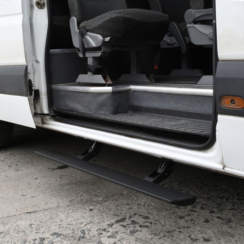 Go Rhino 20410125PC RealTruck 13-18 Mercedes-Benz Sprinter 25/3500 Van 3dr VoltStep Electric Running Board Kit - Tex Blk