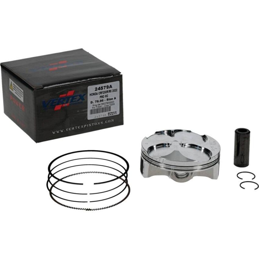 Vertex Pistons 24579A Vertex Piston 22-24 Honda CRF 250 R 250cc Forged High Compression Piston Kit 14.4:1 Comp.