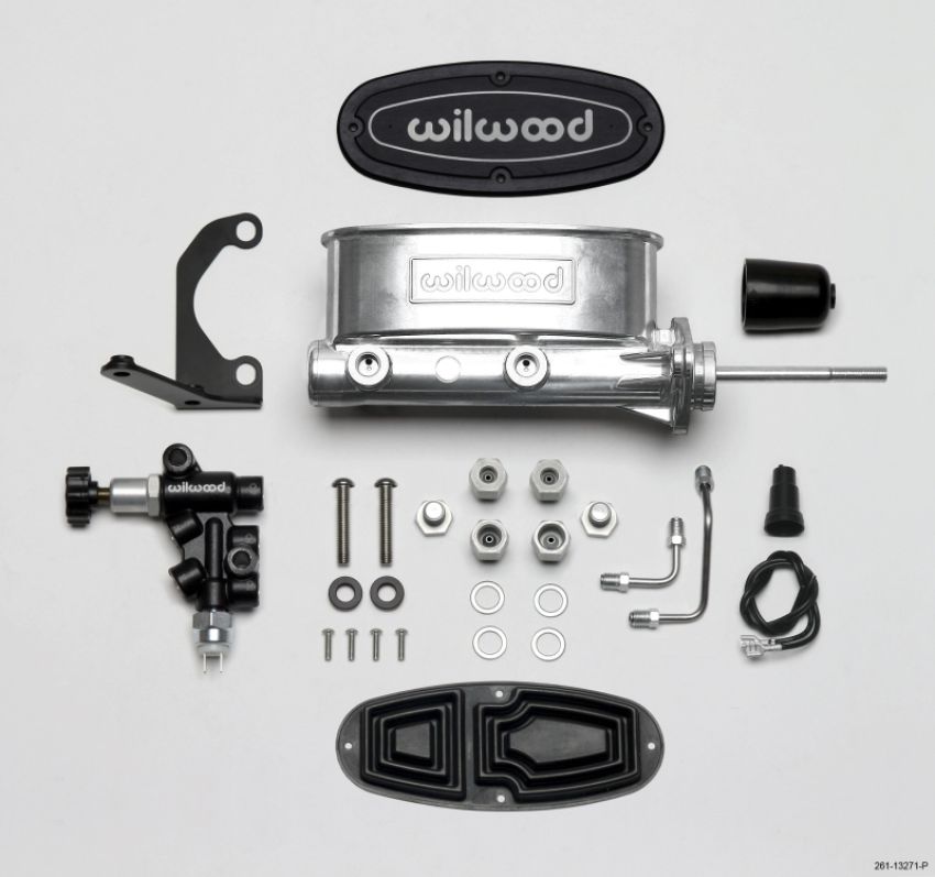 Wilwood 261-13271-P HV Tandem M/C Kit w L/H Bracket & Prop Valve - 7/8in Bore Ball Burnished-W/Pushrod