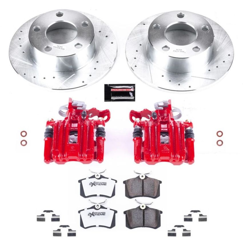 PowerStop KC515-26 Z26 Street Performance Ceramic Brake Pad, Drilled Slotted Rotor, and Caliper Kit