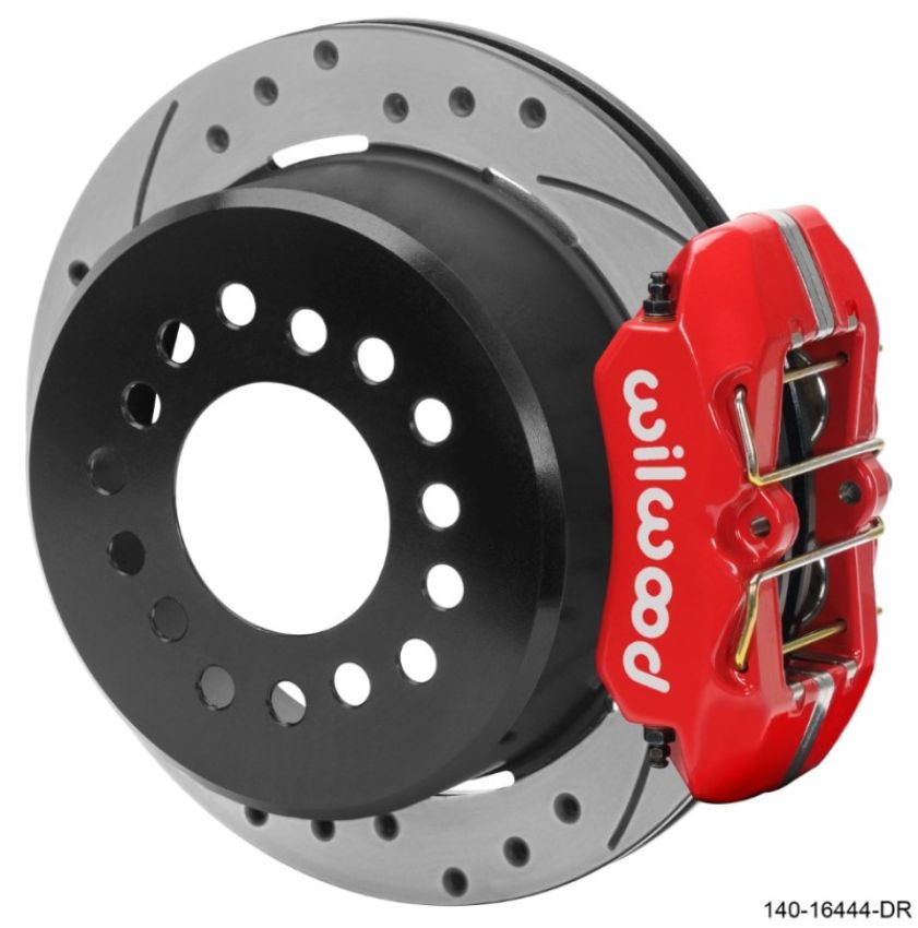 Wilwood 140-16444-DR Chevrolet 7-5/8in Rear Axle Dynapro Disc Brake Kit 11in Drilled/Slotted Rotor -Red Caliper