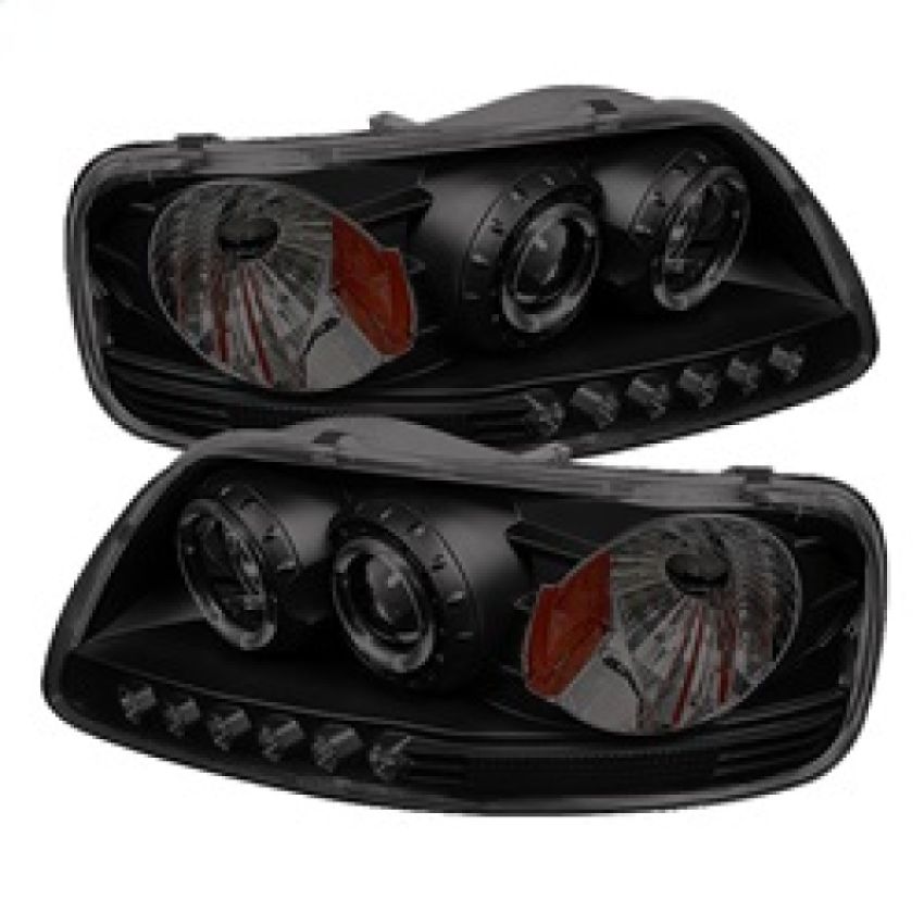 SPYDER 5078445 Projector Headlights - LED Halo - Amber Reflector - Black Smoke