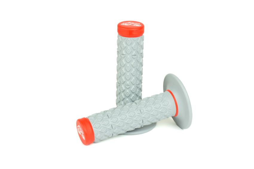 Renthal G209 Soft/Firm MX Dual Compound Grips Tapered 1/2 Waffle - Gray/Red