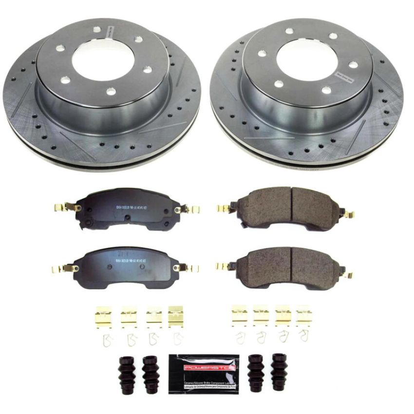 PowerStop K8763 Z23 Daily Driver Carbon-Fiber Ceramic Brake Pad and Drilled & Slotted Rotor Kit
