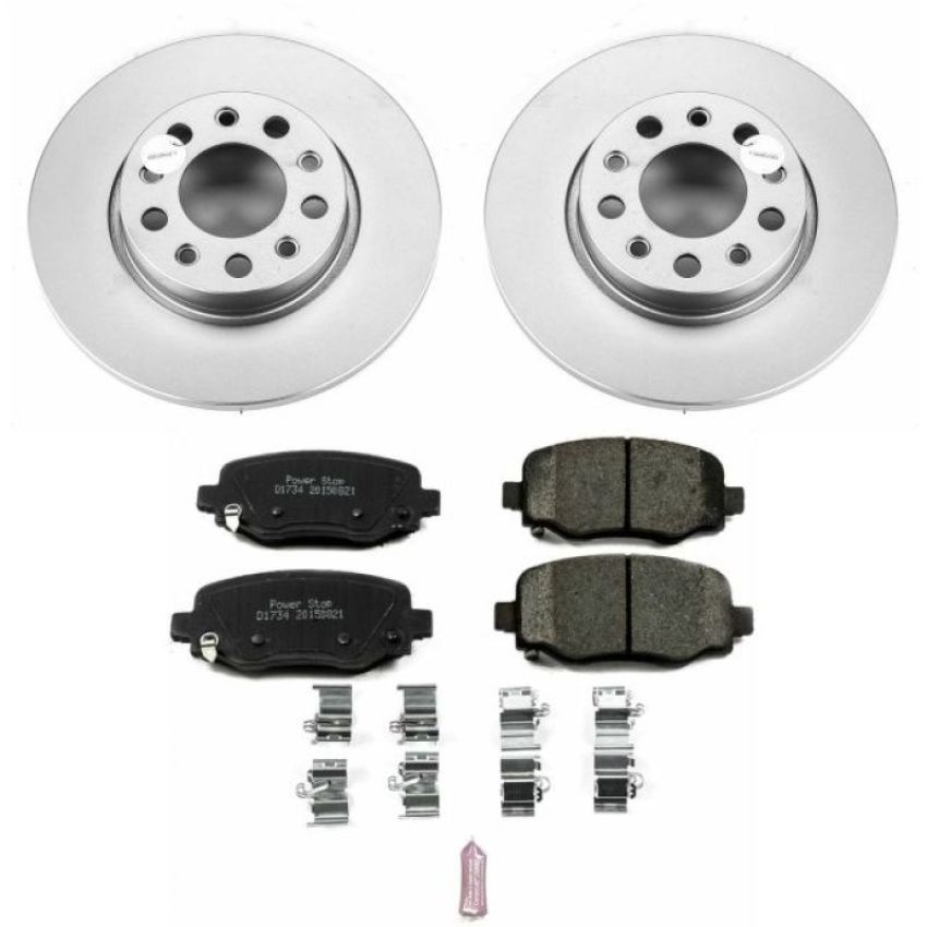 PowerStop CRK7301 Genuine Geomet Coated Rotor and Low-Dust Ceramic Brake Pad Kit