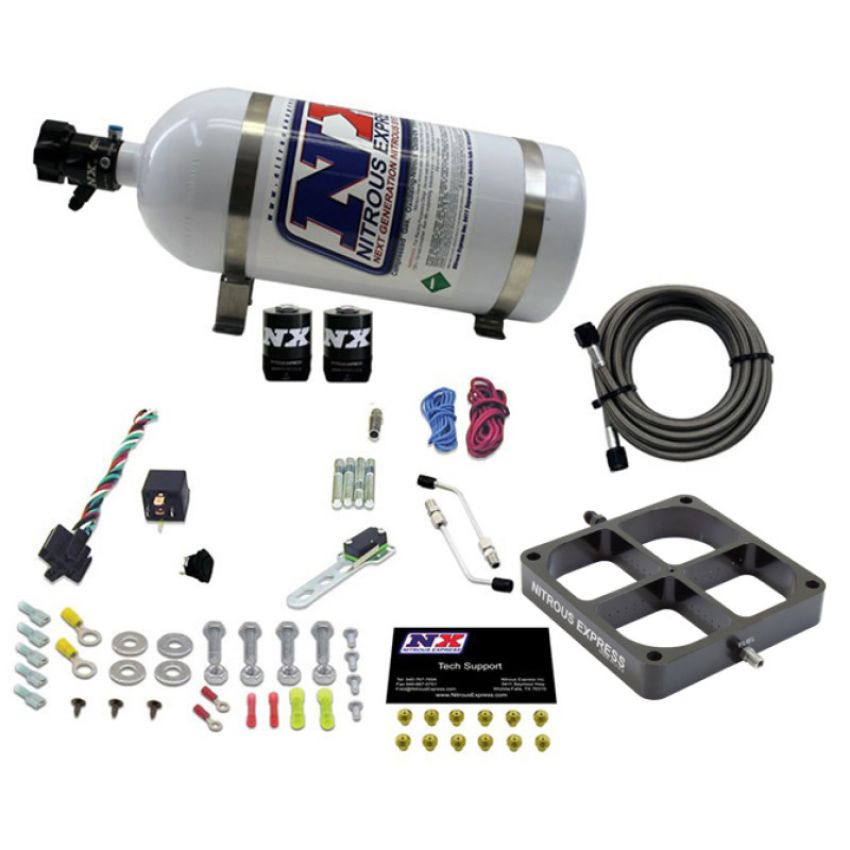 Nitrous Express 63980-10 SINGLE ENTRY CROSSBAR 8500 BASED THROTTLE BODY W/ 10 LB BOTTLE