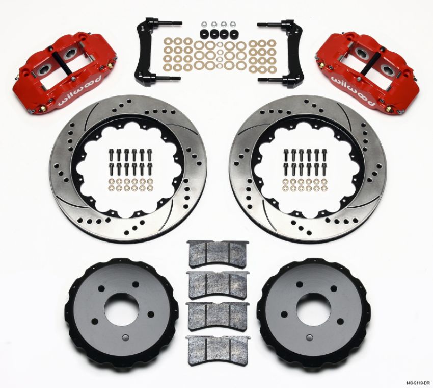 Wilwood 140-9119-DR Narrow Superlite 4R Rear Kit 14.00in Drill Red 97-04 Corvette C5/Z06 05-13 C6