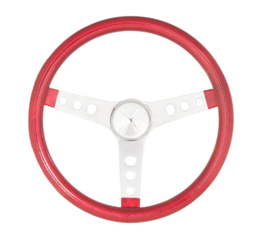 GRANT GRT8445 Steering Wheel Mtl Flake Red/Spoke Chrm 13.5