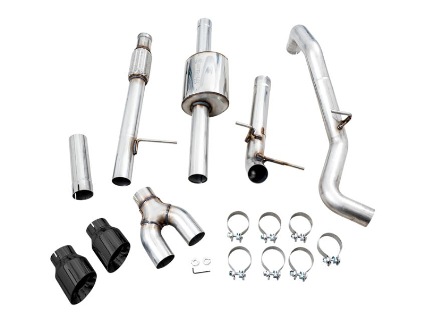 AWE Tuning 3015-23208 4th Gen GM 1500 5.3L 0FG Catback Dual Side Exit (Flat Bumper) - Diamond Tips