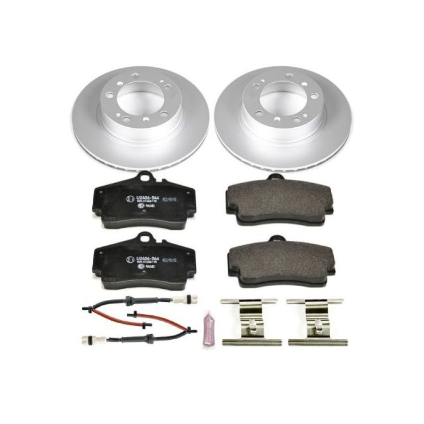 PowerStop ESK857 Genuine Geomet Coated Rotors, ECE-R90 Brake Pads + Hardware Kit