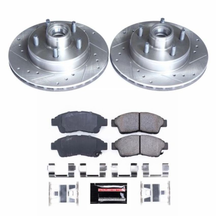 PowerStop K5079 Z23 Daily Driver Carbon-Fiber Ceramic Brake Pad and Drilled & Slotted Rotor Kit