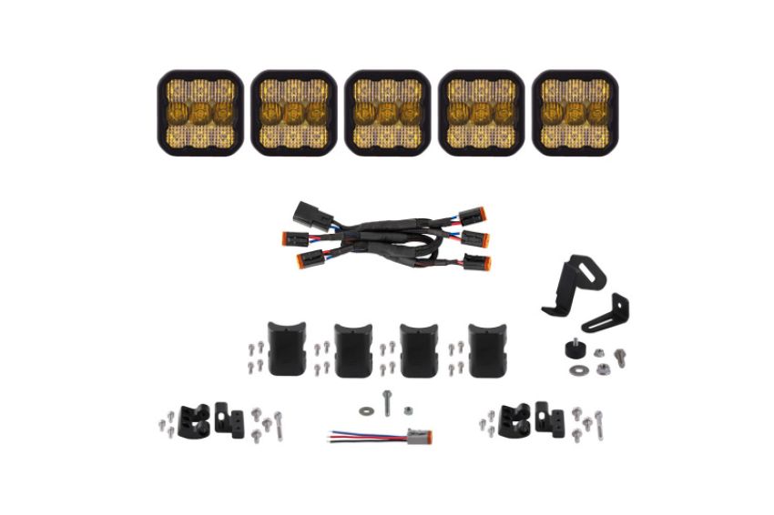 Diode Dynamics DD7243 SS5 Pro Universal CrossLink 5-Pod Lightbar - Yellow Combo