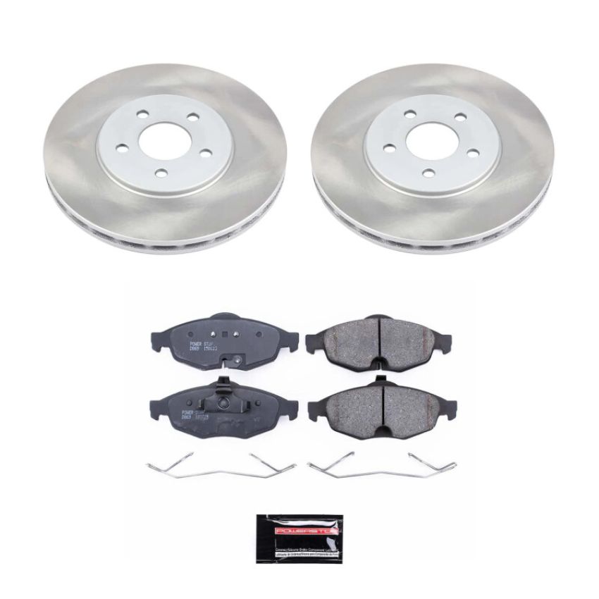 PowerStop SC1684 Semi-Coated Rotor and Low-Dust Ceramic Brake Pad Kit
