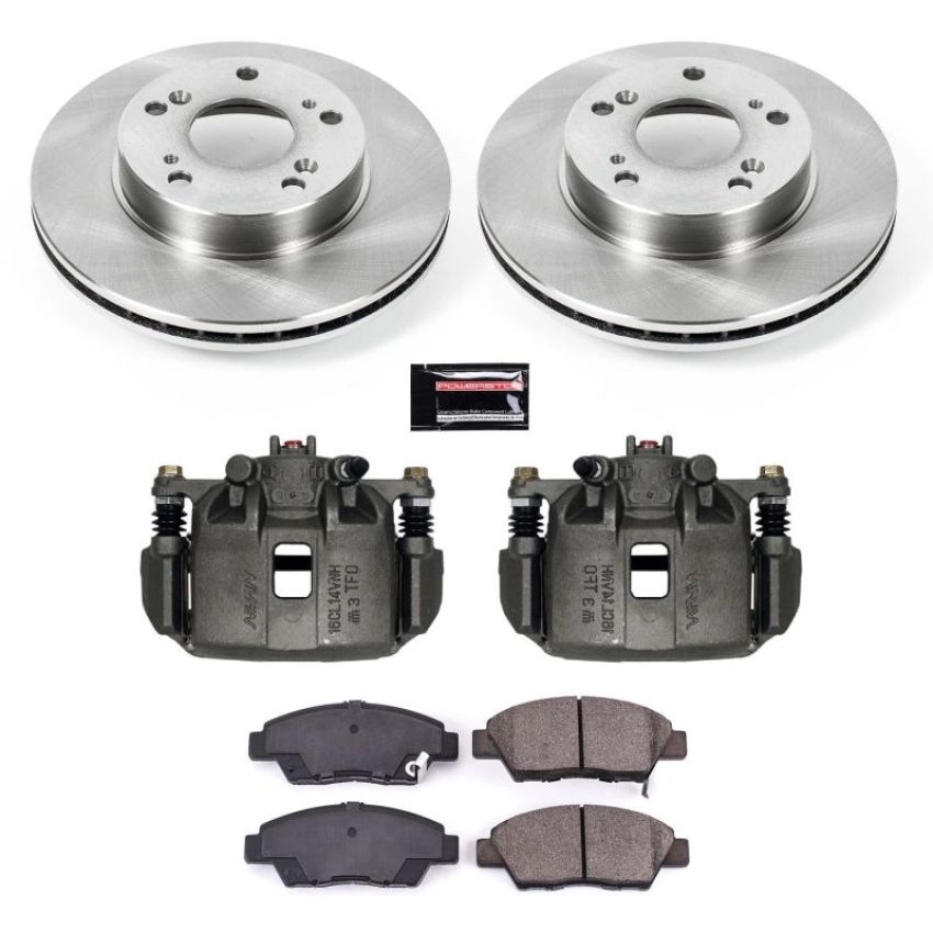 PowerStop KCOE5400 OE Stock Replacement Low-Dust Ceramic Brake Pad, Rotor and Caliper Kit
