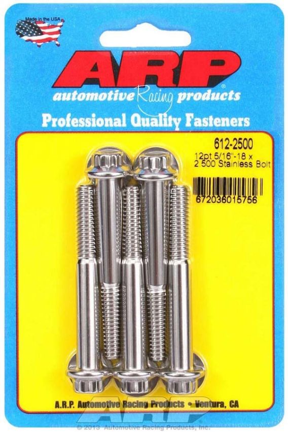 ARP ARP612-2500 S/S Bolt Kit - 12pt. (5) 5/16-18 x 2.500