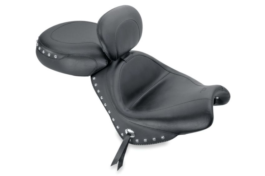Mustang Motorcycle 79560 Mustang 04-09 Honda VTX1300C Wide Touring 2PC Seat w/Driver Backrest Studs - Black