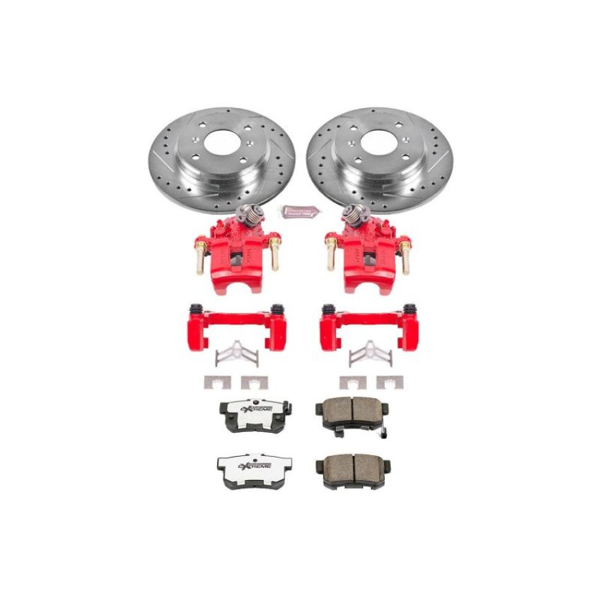 PowerStop KC407-26 Z26 Street Performance Ceramic Brake Pad, Drilled Slotted Rotor, and Caliper Kit