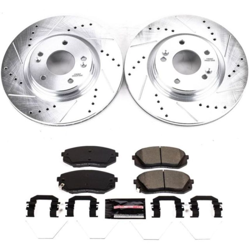 PowerStop K8011 Z23 Daily Driver Carbon-Fiber Ceramic Brake Pad and Drilled & Slotted Rotor Kit