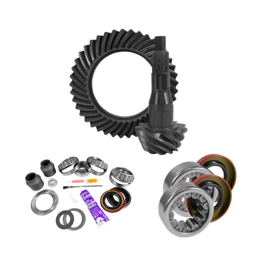 Yukon Gear & Axle YGK2094 Yukon 9.75in Ford 3.55 Rear Ring & Pinion Install Kit 2.99in OD Axle Bearings and Seals