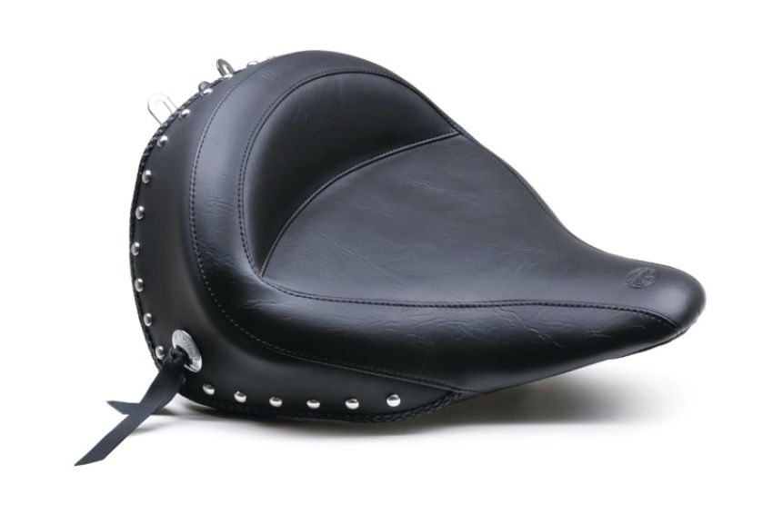 Mustang Motorcycle 76233 Mustang 00-15 Harley Softail Standard Rear Tire Wide Touring Solo Seat w/Studs - Black