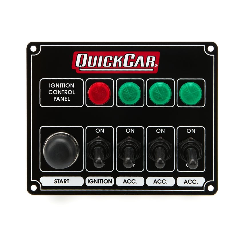 QUICKCAR RACING PRODUCTS QRP50-826 Ignition Panel Black w/ 3 Acc. & Lights