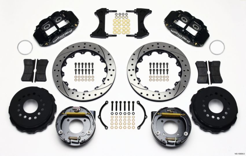 Wilwood 140-10908-D Narrow Superlite 4R Rear P-Brk Kit 12.88in Drilled Chevy 12 Bolt w/ C-Clips Stggrd mt
