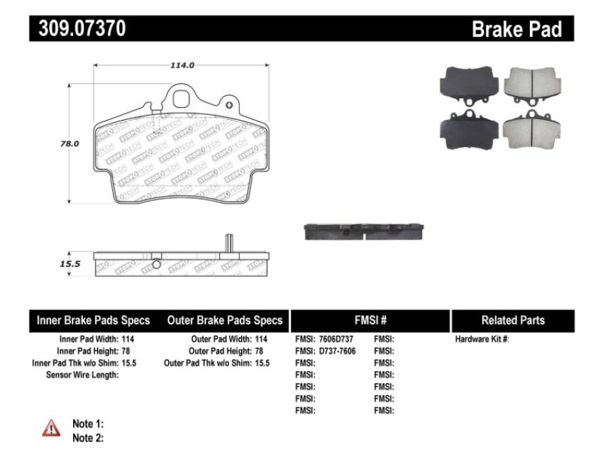 Stoptech 309.07370 Performance Brake Pads