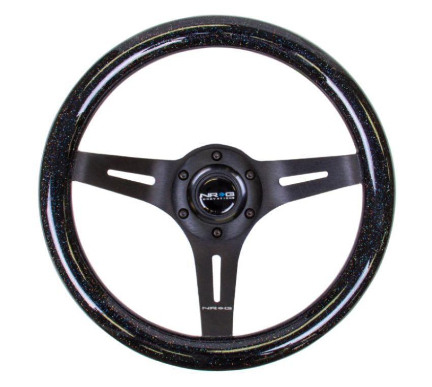 NRG ST-310BSB-BK Classic Wood Grain Steering Wheel (310mm) Black Sparkle w/Blk 3-Spoke Center
