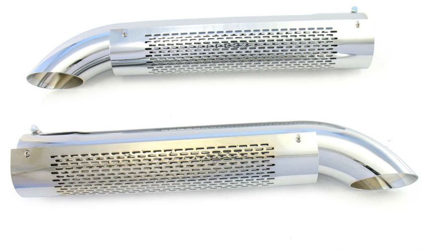 PATRIOT EXHAUST PEPH3824 Side Tube Turnouts w/Shield/Mufflers Chrome