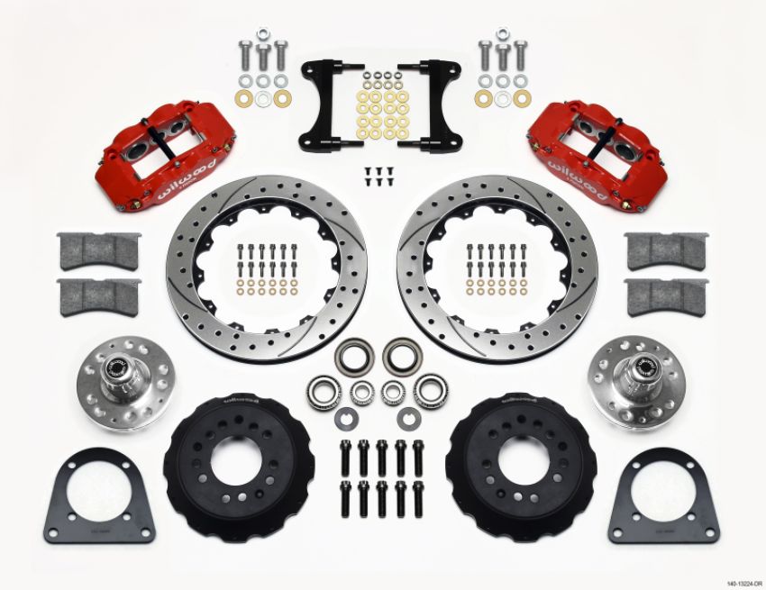 Wilwood 140-13224-DR Narrow Superlite 6R Front Hub Kit 12.88in Drill Red TCI-IFS 71-78 (Pinto Based)