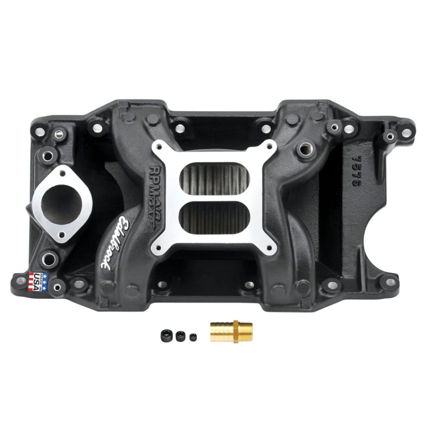 EDELBROCK EDE75763 SBM Performer RPM A/G Manifold - Black Finish
