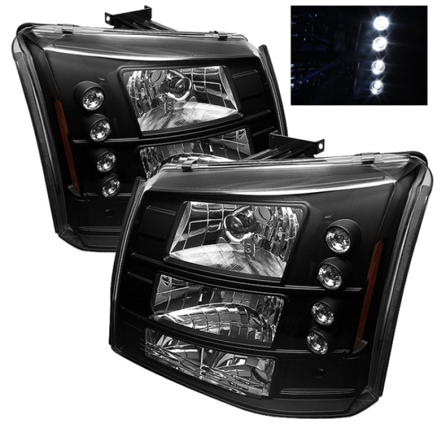 SPYDER 5012395 Crystal Headlights 1PC W/ Bumper Lights - Black