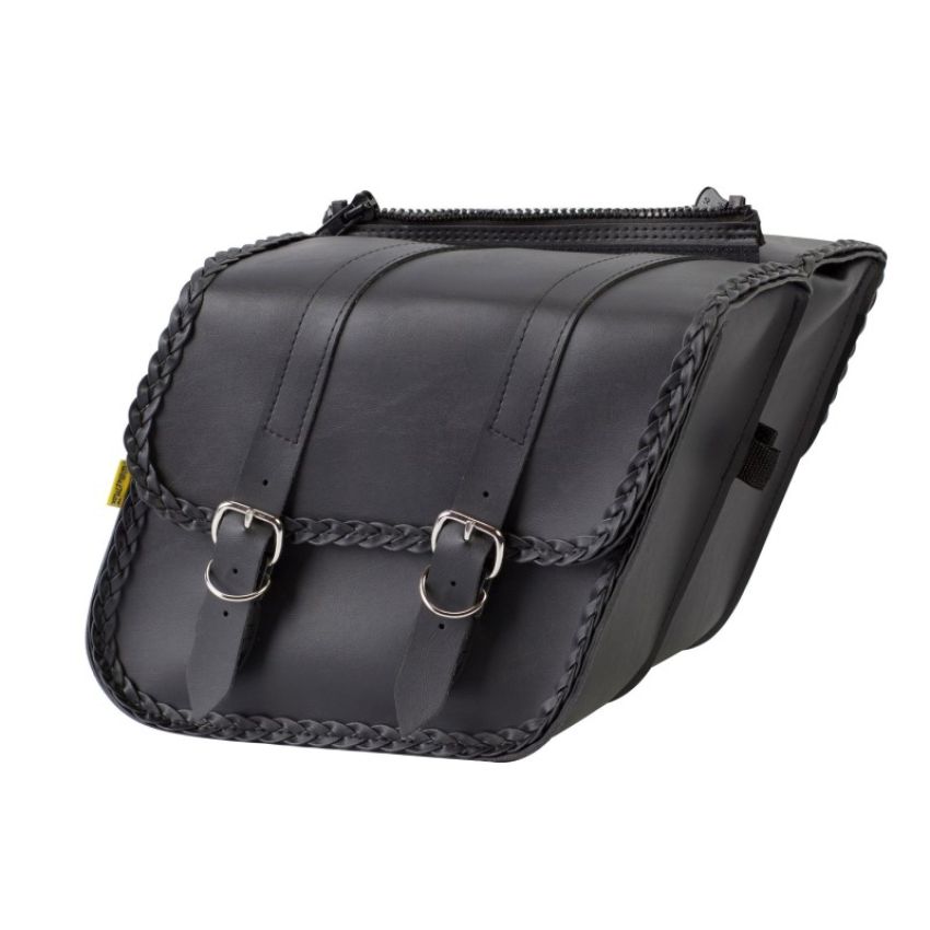 Willie & Max 58707-20 Universal Braided Compact Slant Saddlebags (12 in L x 9.5 W x 5.5 in H) - Black