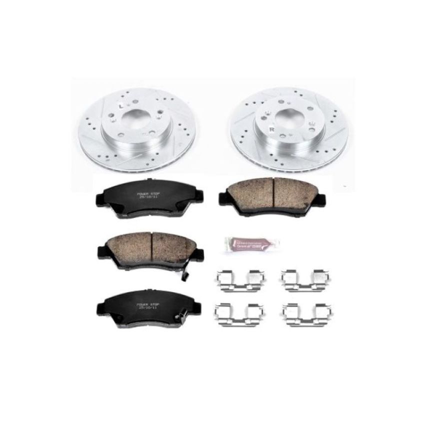 PowerStop K6317 Z23 Daily Driver Carbon-Fiber Ceramic Brake Pad and Drilled & Slotted Rotor Kit
