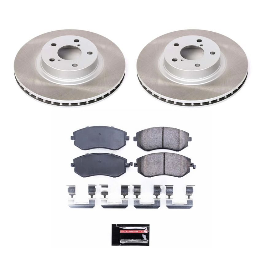 PowerStop SC1124 Semi-Coated Rotor and Low-Dust Ceramic Brake Pad Kit