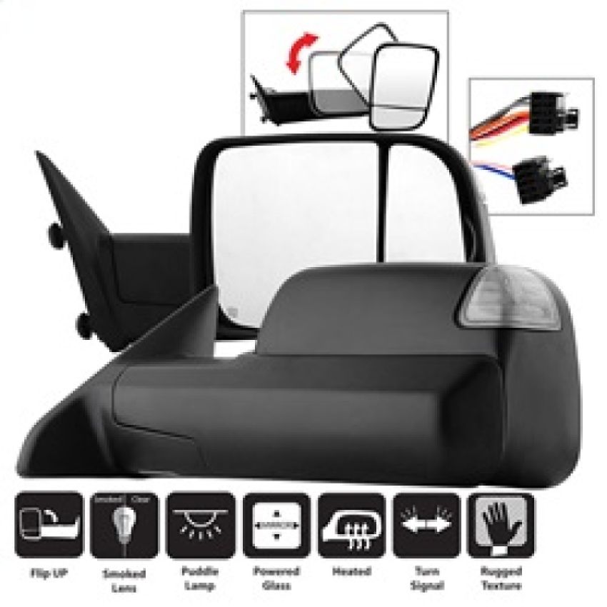 SPYDER 9935770 Xtune Dodge Ram 1500 09-12 L&R Manual Extendable Power Heated Adjust Mirror MIR-DRAM09S-PWH-SET