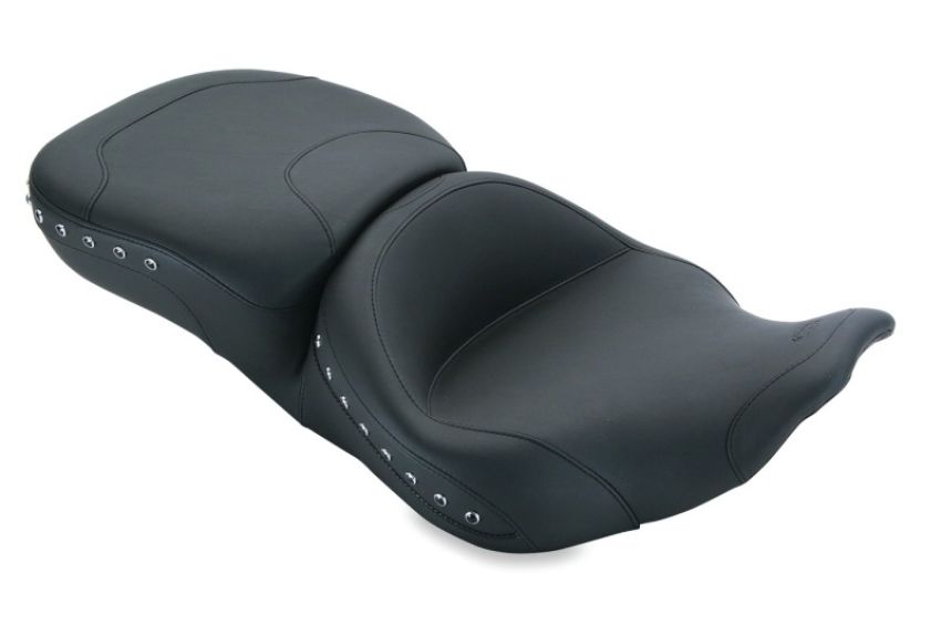 Mustang Motorcycle 76972 Mustang 97-07 Harley Rd King, 06-07 Str Glide, 00-05 Eagle Touring 1PC Seat w/Studs - Black