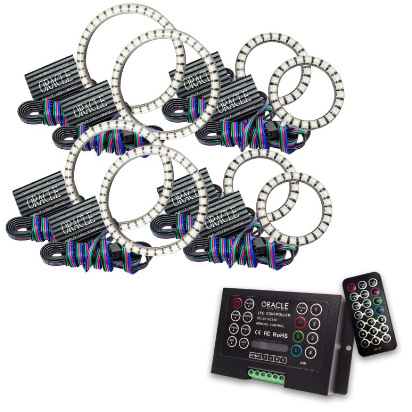 Oracle Lighting 5835-333 VECTOR Grille Surface Mount LED Halo Kit for Jeep JK/JL/JT - ColorSHIFT w/2.0