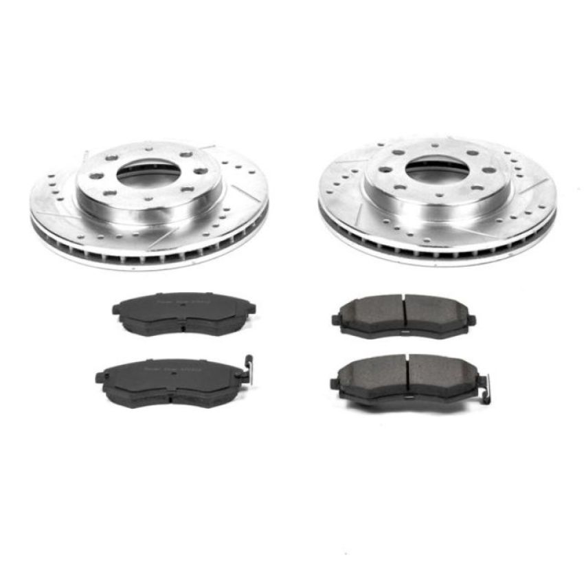 PowerStop K1087 Z23 Daily Driver Carbon-Fiber Ceramic Brake Pad and Drilled & Slotted Rotor Kit