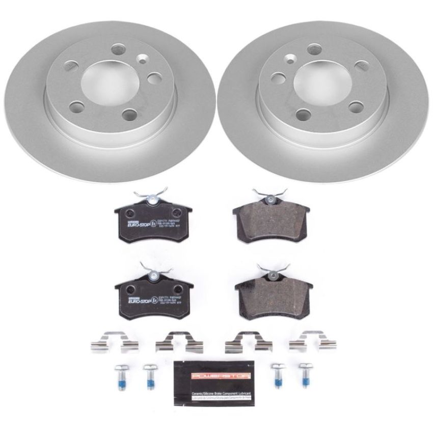 PowerStop ESK3093 Genuine Geomet Coated Rotors, ECE-R90 Brake Pads + Hardware Kit