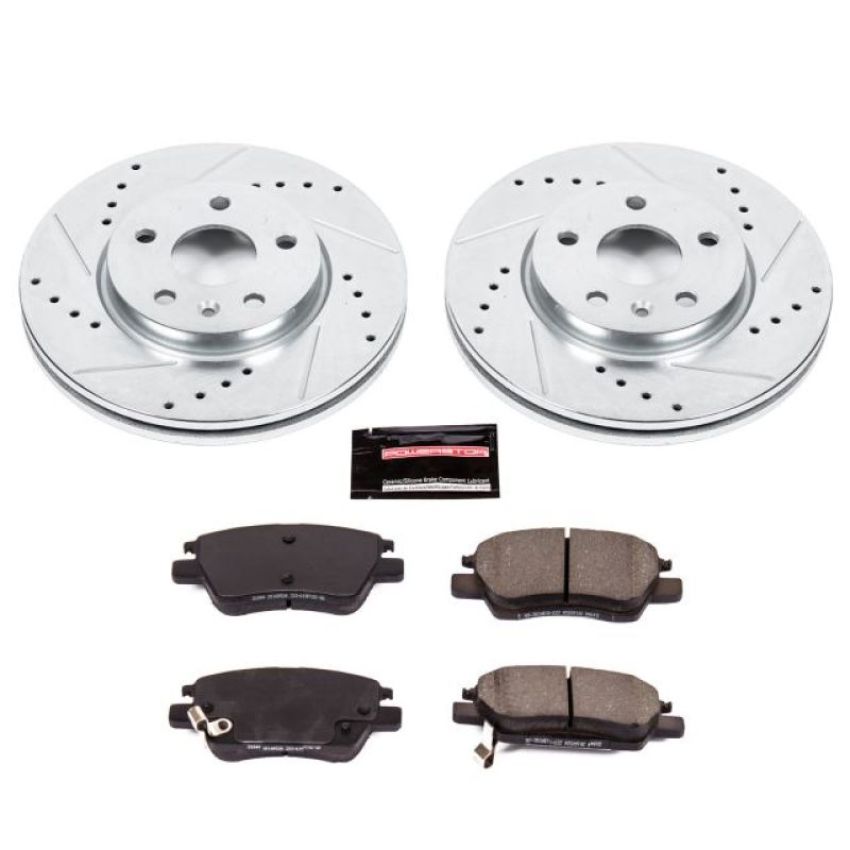 PowerStop K7399 Z23 Daily Driver Carbon-Fiber Ceramic Brake Pad and Drilled & Slotted Rotor Kit