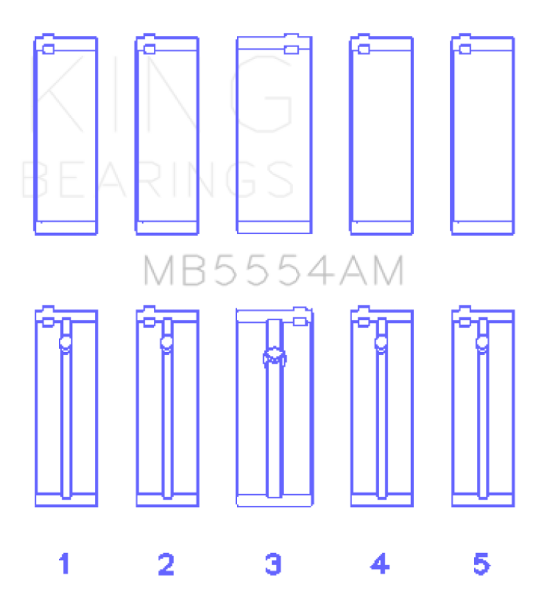King Engine Bearings MB5554AM0.5 Toyota 3Sgte (Size +0.50mm) Main Bearing Set