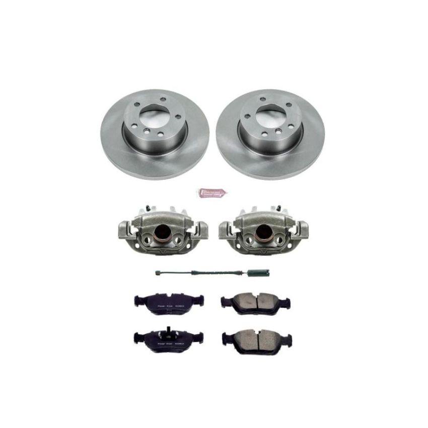 PowerStop KCOE590 OE Stock Replacement Low-Dust Ceramic Brake Pad, Rotor and Caliper Kit