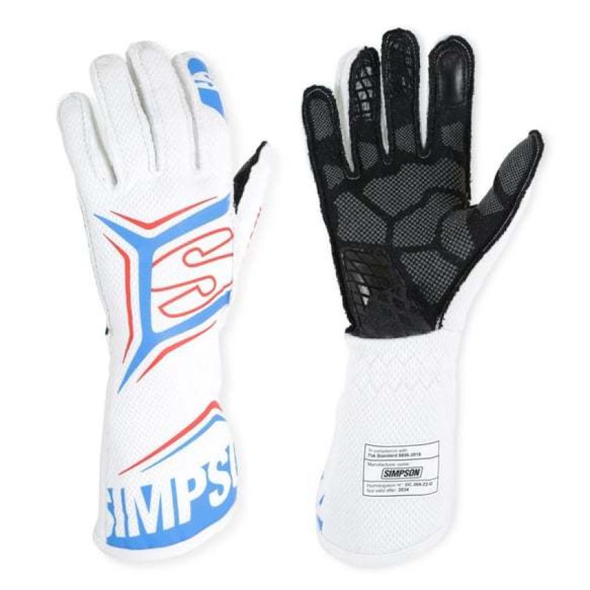 SIMPSON SAFETY SIMMGLW Glove Magnata Large White / Blue SFI 3.5/5