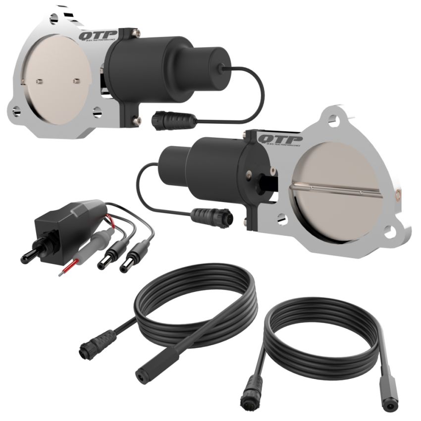QTP QTEC70 3.5in Bolt-On QTEC Dual Electric Cutout Valves - Pair