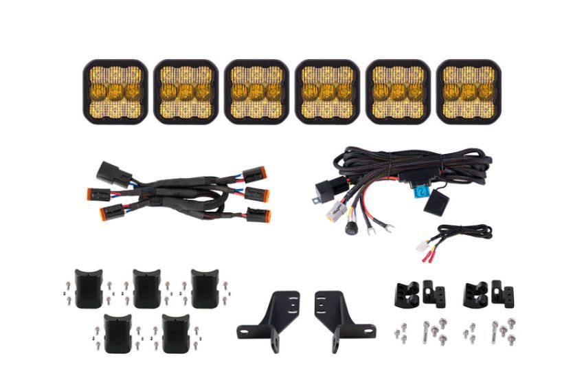 Diode Dynamics DD7271 Bronco SS5 6-Pod CrossLink Grille Lightbar Kit Pro - Yellow Combo