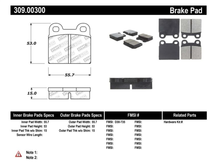 Stoptech 309.00300 Performance Brake Pads