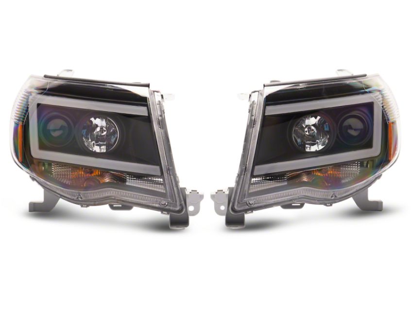 Raxiom TT11236 05-11 Toyota Tacoma Axial Series LED DRL Projector Headlights- Blk Housing (Clear Lens)