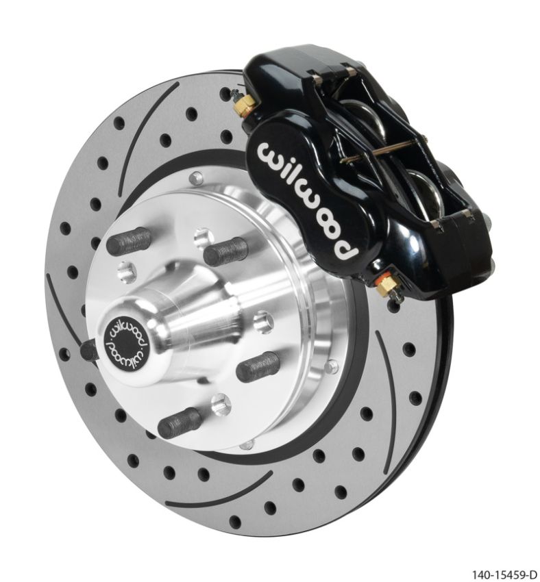 Wilwood 140-15459-D Forged Dynalite Pro Front Kit 11.00in Rotor 5x4.00in BC 65-72 SRP Drilled & Slotted - Black